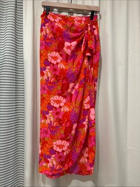 Show Me Your MuMu Floral Midi Sarong Skirt in Pink, Red & Purple
